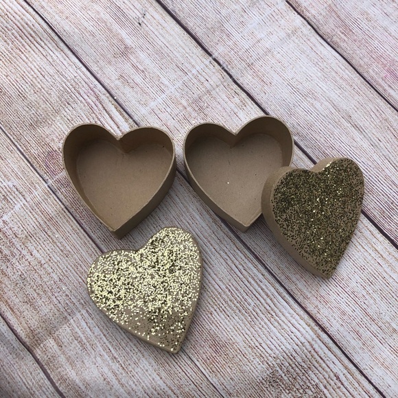 Gold Glitter Heart Paper Mache Boxes - Small DIY - Picture 3 of 6